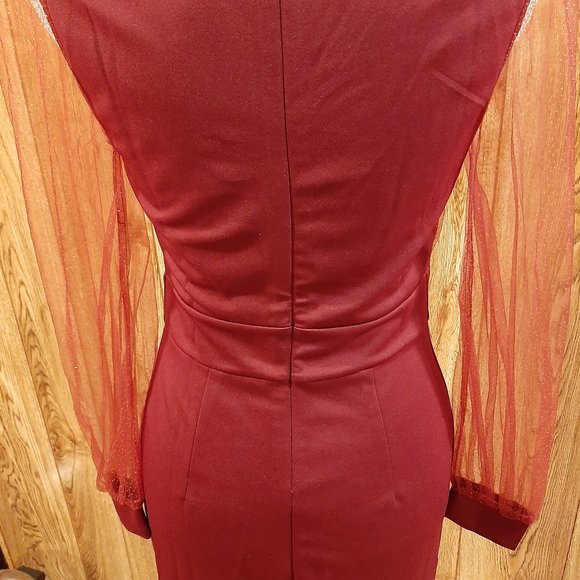 NWT Jasambac/Elensa Maroon Sparkly Evening Dress (Small) - Picture 8 of 11